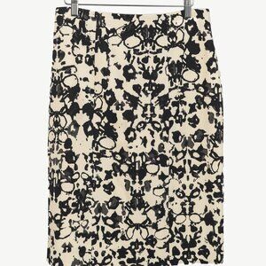 Yves Saint Laurent PF/08 Cream & Black Abstract Wool Pencil Skirt